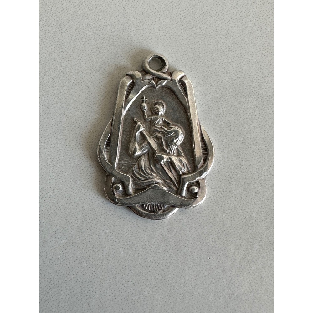Vintage Sterling Silver St Christopher Catholic Emergency Medal Priest Pendant‎